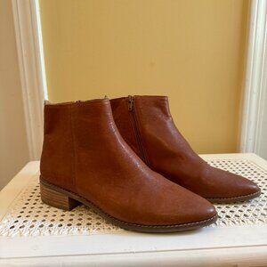 Lucky Brand  Lenree Genuine Leather Ankle Boots Cognac
